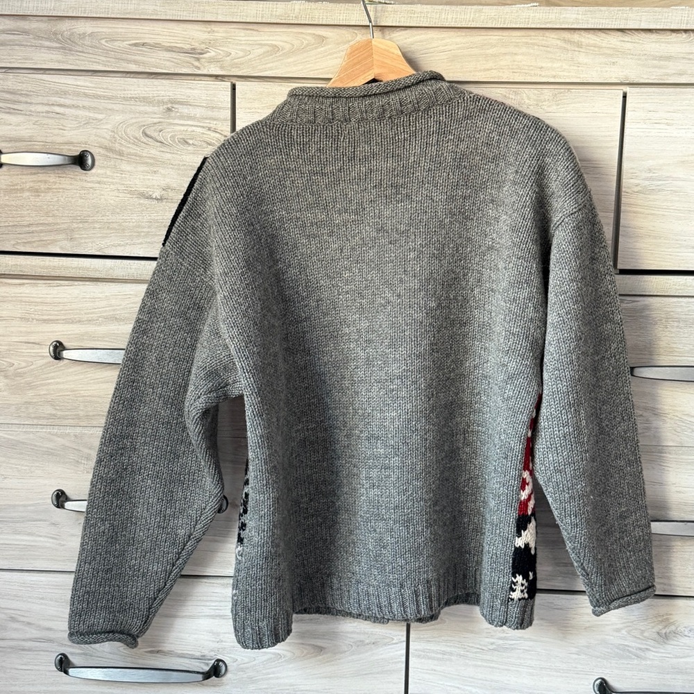 Eddie Bauer vintage cardigan sweater womens sz M high quality %100 wool in gray - Picture 3 of 8